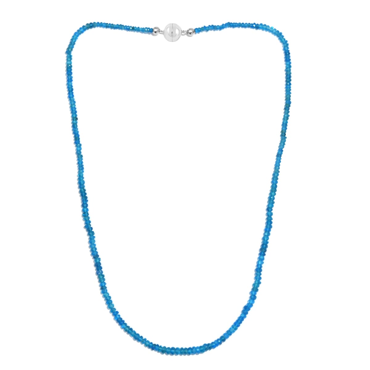 Malgache Neon Apatite Beaded 44.25 ctw Necklace 18 Inches in Rhodium Over Sterling Silver image number 3