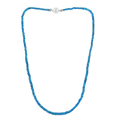 Malgache Neon Apatite Beaded 44.25 ctw Necklace 18 Inches in Rhodium Over Sterling Silver