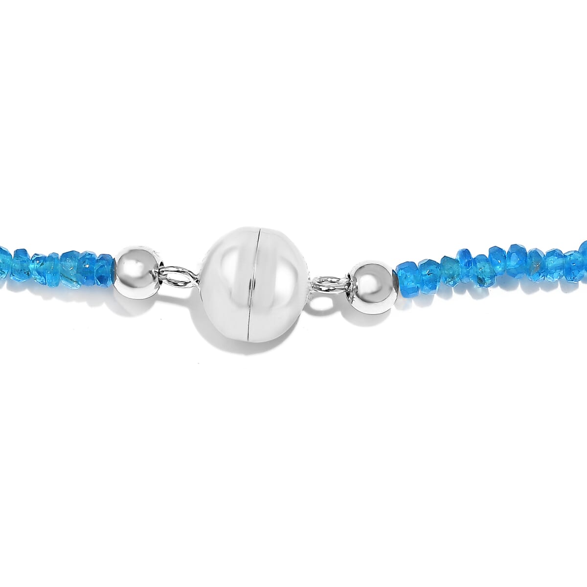 Malgache Neon Apatite Beaded 44.25 ctw Necklace 18 Inches in Rhodium Over Sterling Silver image number 4
