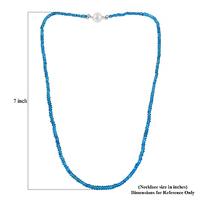 Malgache Neon Apatite Beaded 44.25 ctw Necklace 18 Inches in Rhodium Over Sterling Silver
