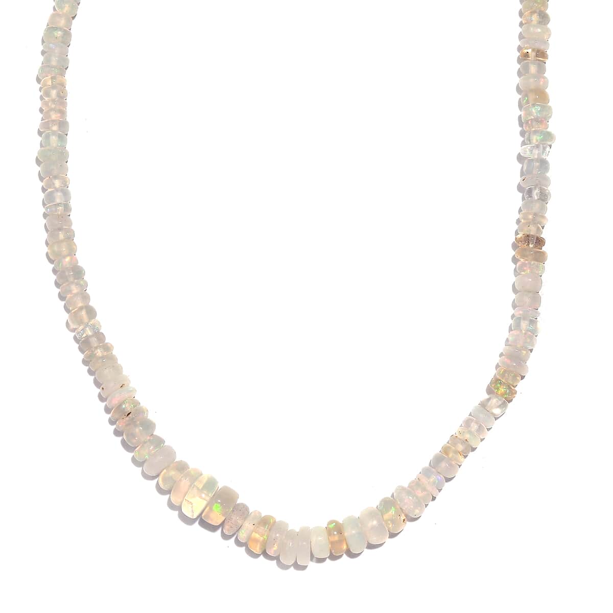 Ethiopian Welo Opal Beaded 28.90 ctw Necklace 18 Inches in Rhodium Over Sterling Silver image number 0