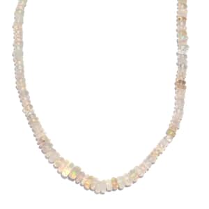 Ethiopian Welo Opal Beaded 28.90 ctw Necklace 18 Inches in Rhodium Over Sterling Silver