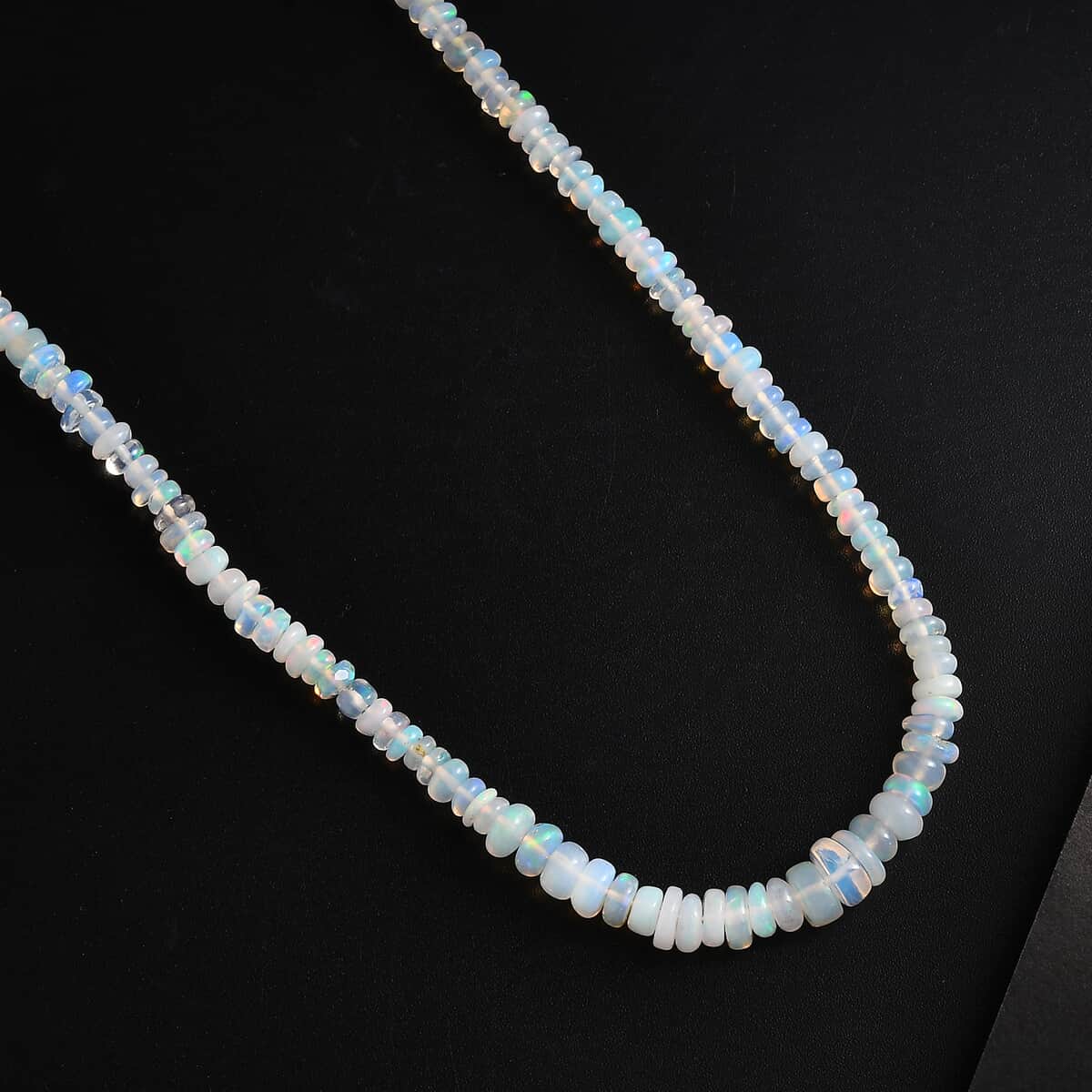 Ethiopian Welo Opal Beaded 28.90 ctw Necklace 18 Inches in Rhodium Over Sterling Silver image number 1