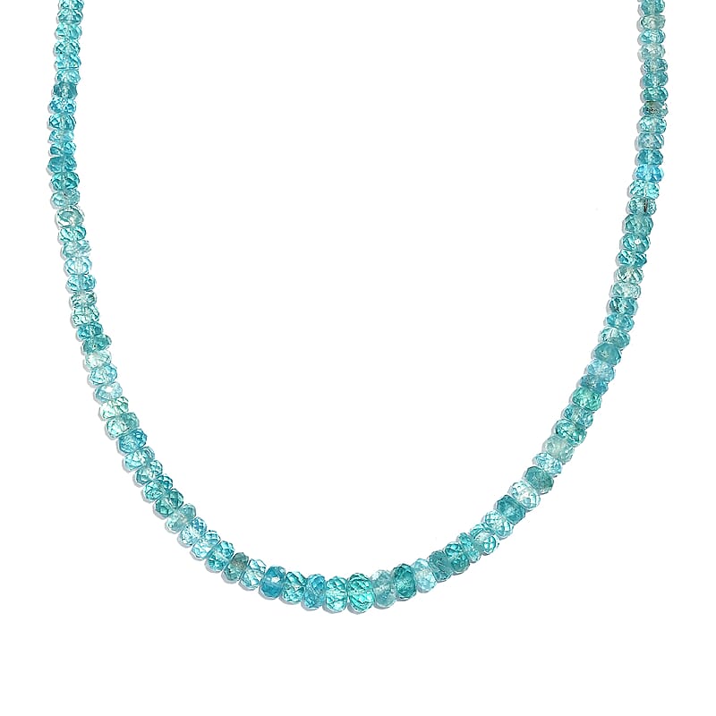 Betroka Blue Apatite Beaded 94.00 ctw Necklace 18 Inches in Rhodium Over Sterling Silver