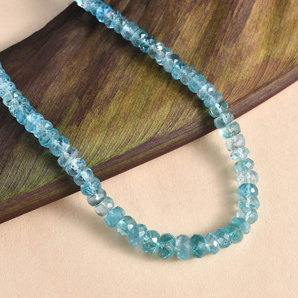 Betroka Blue Apatite Beaded 94.00 ctw Necklace 18 Inches in Rhodium Over Sterling Silver image number 1