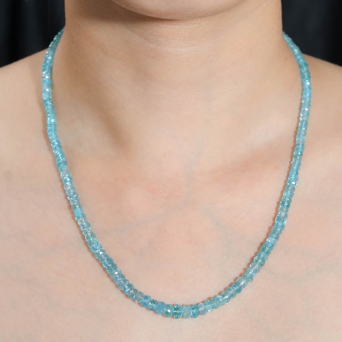 Betroka Blue Apatite Beaded 94.00 ctw Necklace 18 Inches in Rhodium Over Sterling Silver image number 2