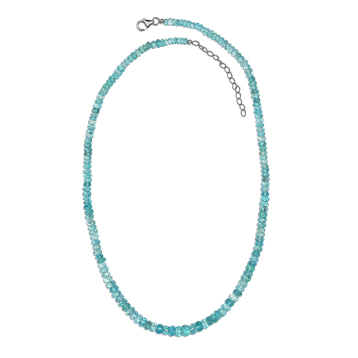 Betroka Blue Apatite Beaded 94.00 ctw Necklace 18 Inches in Rhodium Over Sterling Silver