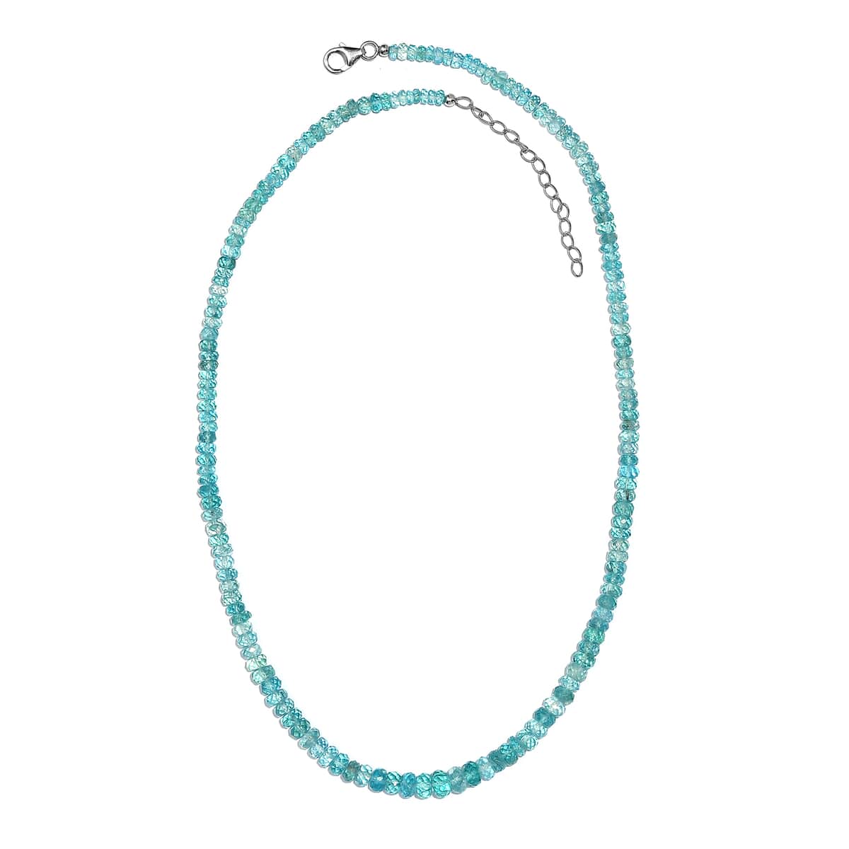 Betroka Blue Apatite Beaded 94.00 ctw Necklace 18 Inches in Rhodium Over Sterling Silver image number 3