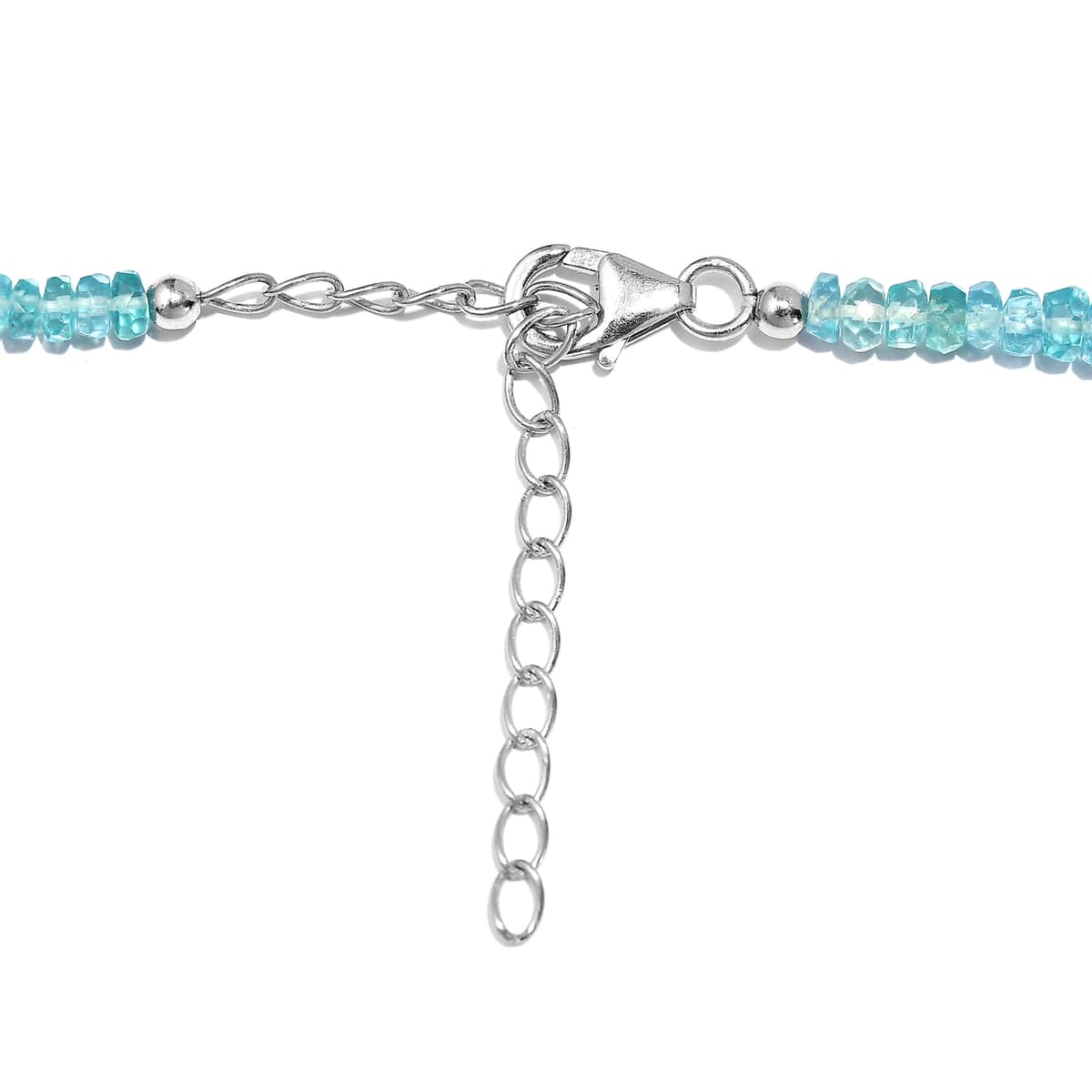 Betroka Blue Apatite Beaded 94.00 ctw Necklace 18 Inches in Rhodium Over Sterling Silver image number 4