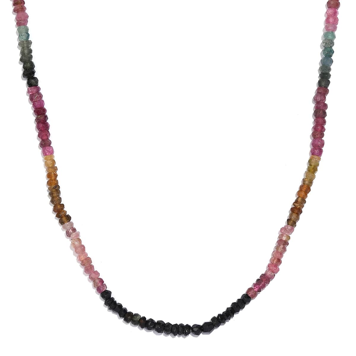 Multi-Tourmaline Beaded 55.80 ctw Necklace 18 Inches in Rhodium Over Sterling Silver image number 0