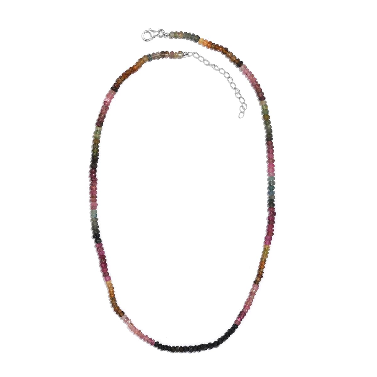 Multi-Tourmaline Beaded 55.80 ctw Necklace 18 Inches in Rhodium Over Sterling Silver image number 3