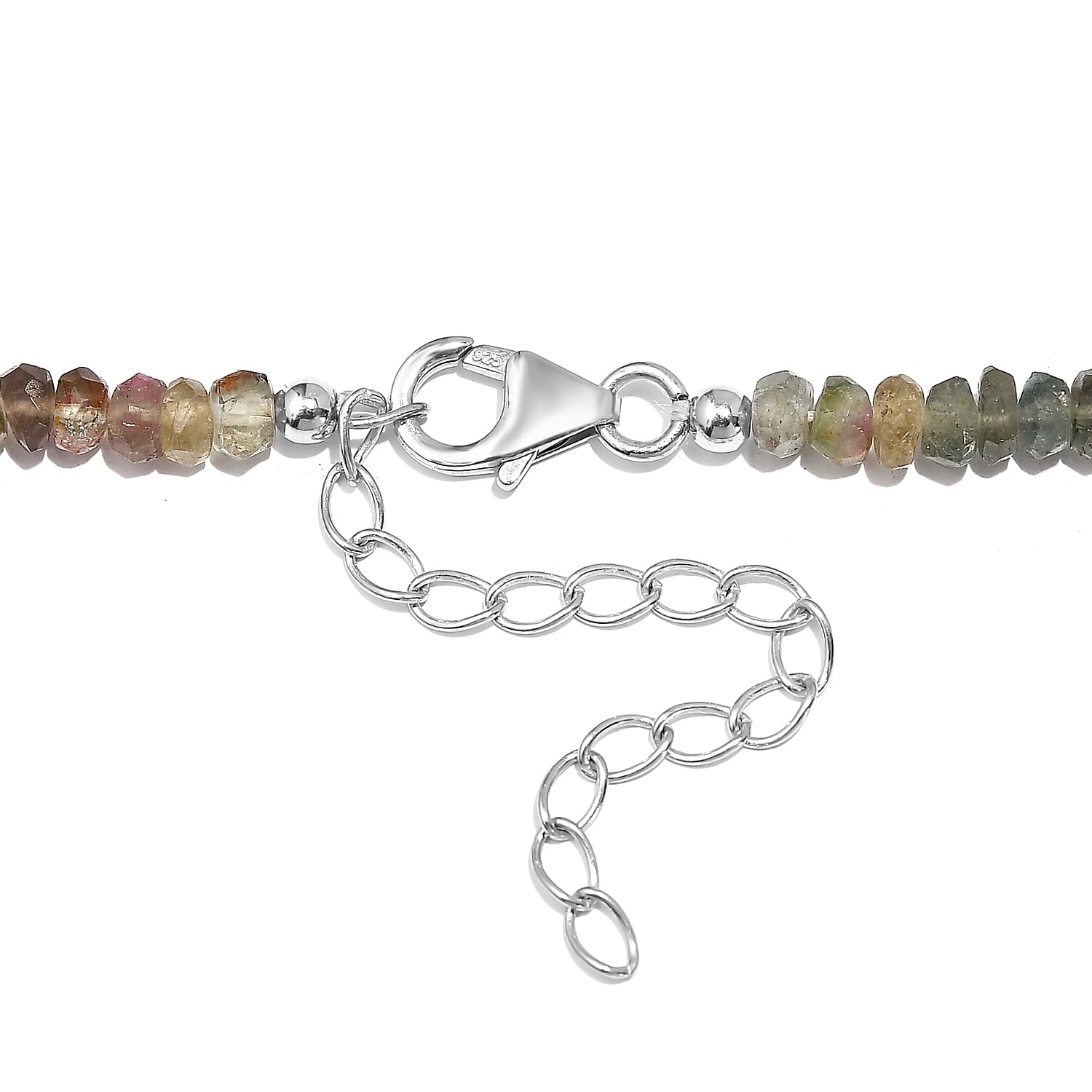 Multi-Tourmaline Beaded 55.80 ctw Necklace 18 Inches in Rhodium Over Sterling Silver