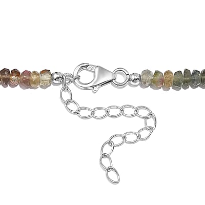 Multi-Tourmaline Beaded 55.80 ctw Necklace 18 Inches in Rhodium Over Sterling Silver