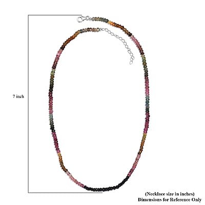 Multi-Tourmaline Beaded 55.80 ctw Necklace 18 Inches in Rhodium Over Sterling Silver