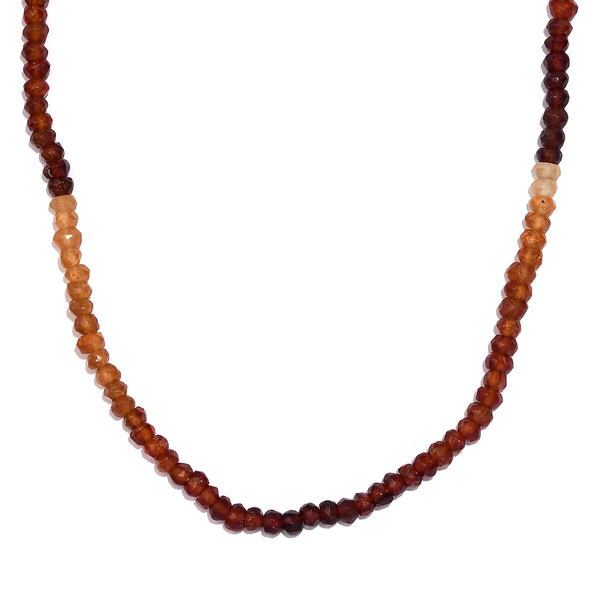 Ratnapura Hessonite Garnet Beaded 70.10 ctw Necklace 18 Inches in Rhodium Over Sterling Silver image number 0