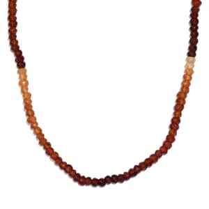 Ratnapura Hessonite Garnet Beaded 70.10 ctw Necklace 18 Inches in Rhodium Over Sterling Silver