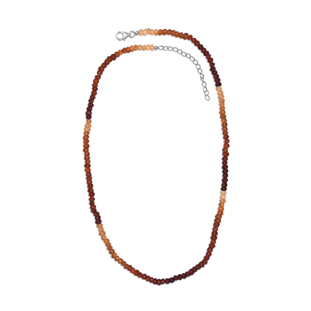 Ratnapura Hessonite Garnet Beaded 70.10 ctw Necklace 18 Inches in Rhodium Over Sterling Silver image number 3