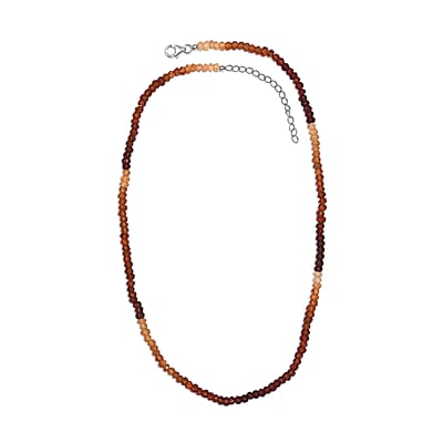 Ratnapura Hessonite Garnet Beaded 70.10 ctw Necklace 18 Inches in Rhodium Over Sterling Silver