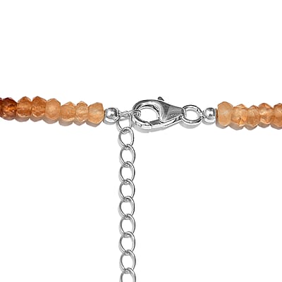 Ratnapura Hessonite Garnet Beaded 70.10 ctw Necklace 18 Inches in Rhodium Over Sterling Silver