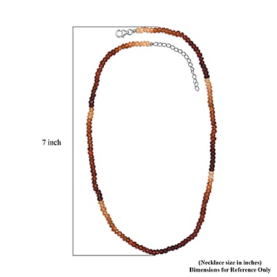 Ratnapura Hessonite Garnet Beaded 70.10 ctw Necklace 18 Inches in Rhodium Over Sterling Silver