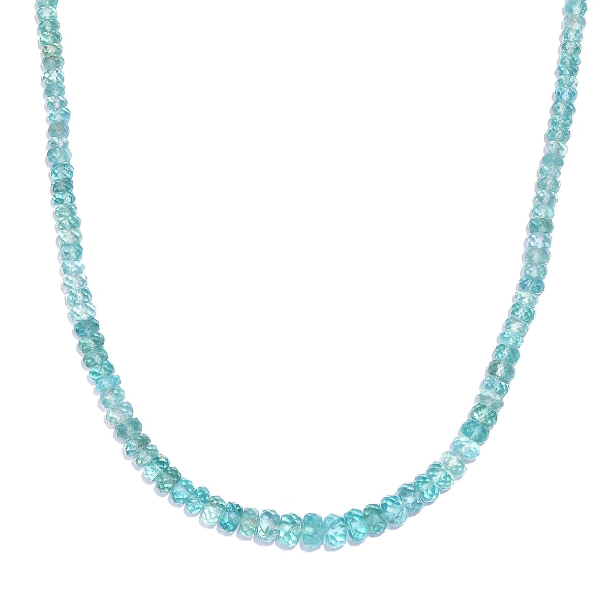 Madagascar Lagoon Apatite Beaded 92.90 ctw Necklace 18 Inches in Rhodium Over Sterling Silver image number 0