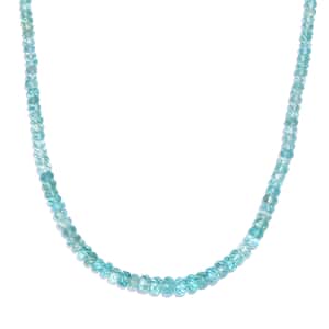 Madagascar Lagoon Apatite Beaded 92.90 ctw Necklace 18 Inches in Rhodium Over Sterling Silver