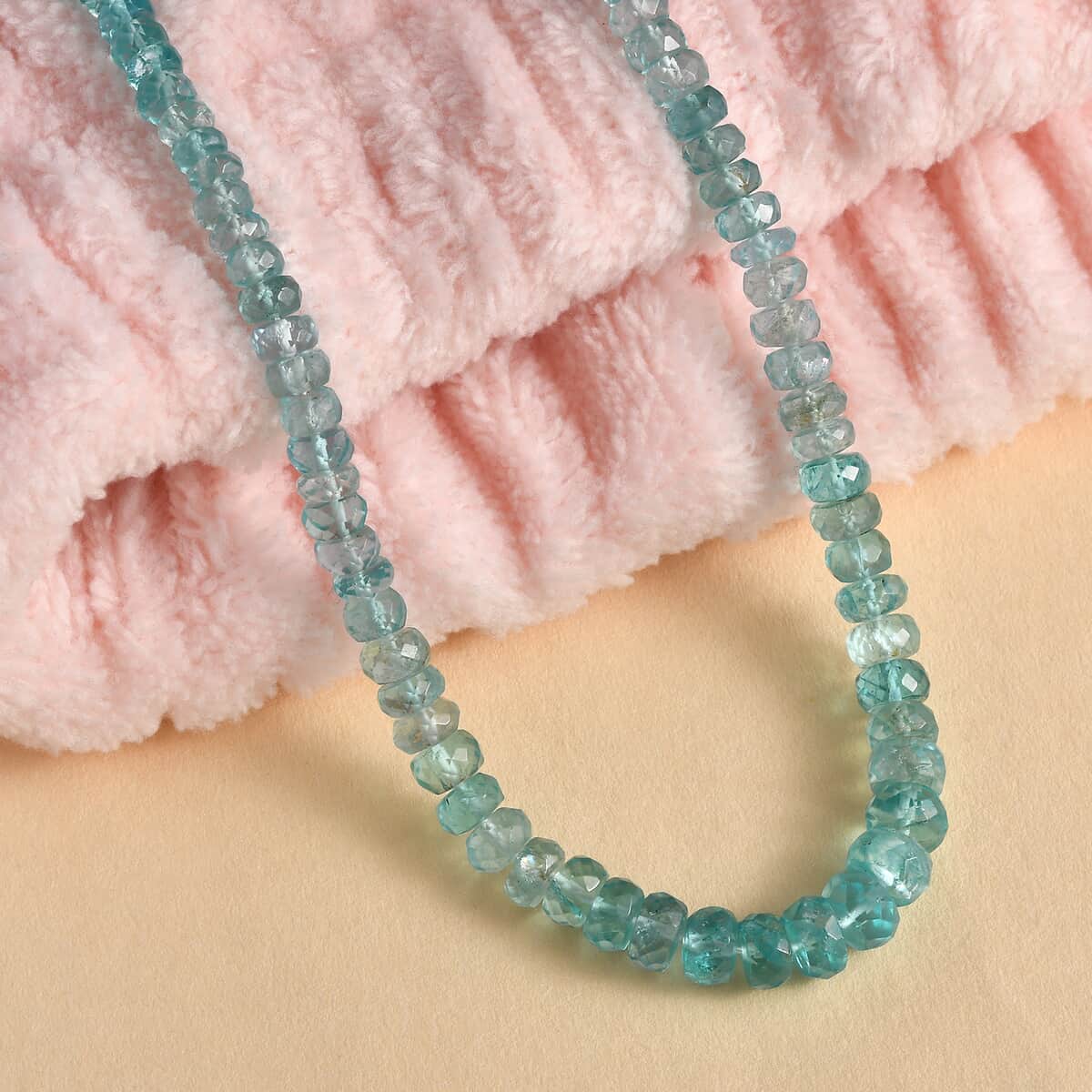 Madagascar Lagoon Apatite Beaded 92.90 ctw Necklace 18 Inches in Rhodium Over Sterling Silver image number 1