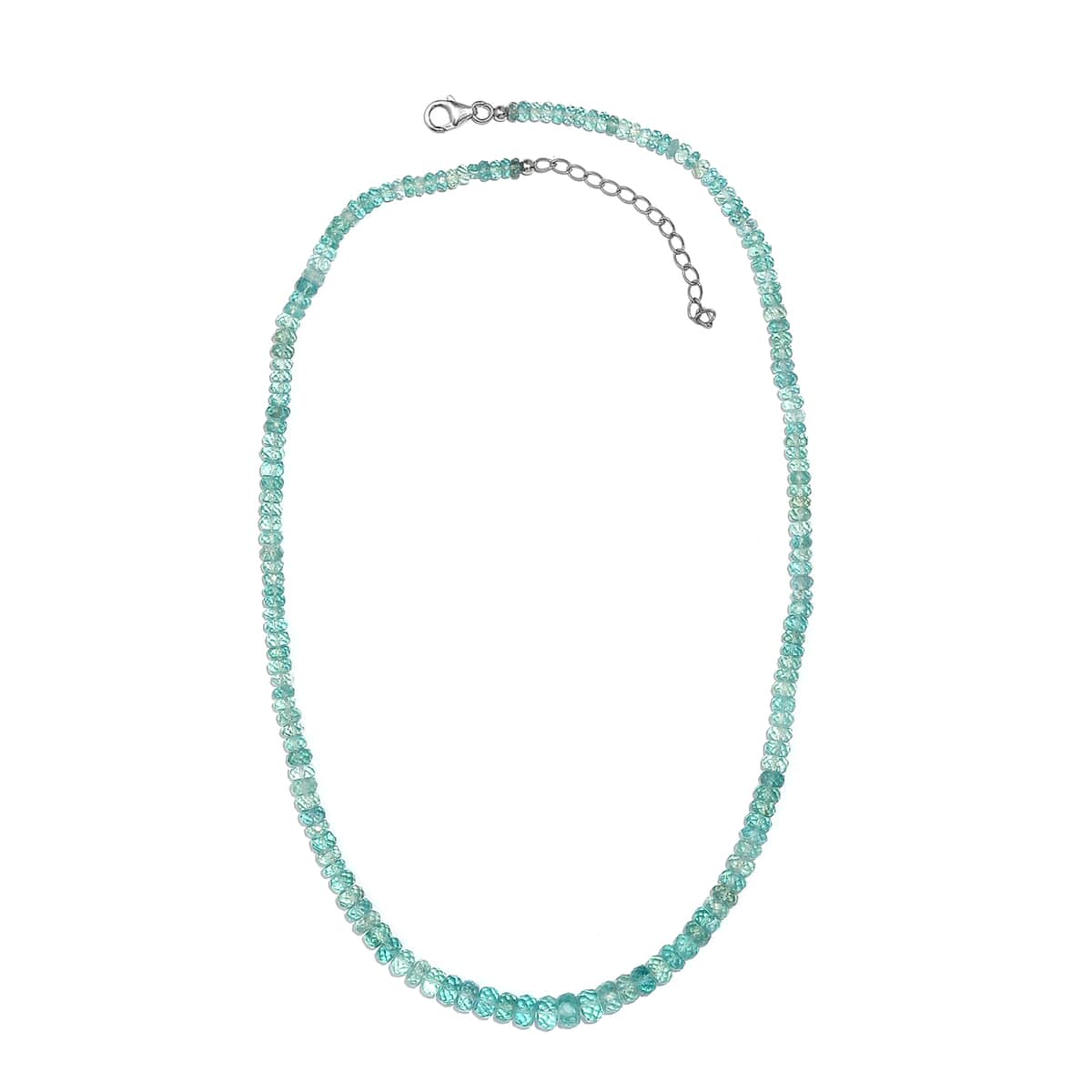 Madagascar Lagoon Apatite Beaded 92.90 ctw Necklace 18 Inches in Rhodium Over Sterling Silver image number 3