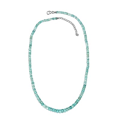 Madagascar Lagoon Apatite Beaded 92.90 ctw Necklace 18 Inches in Rhodium Over Sterling Silver