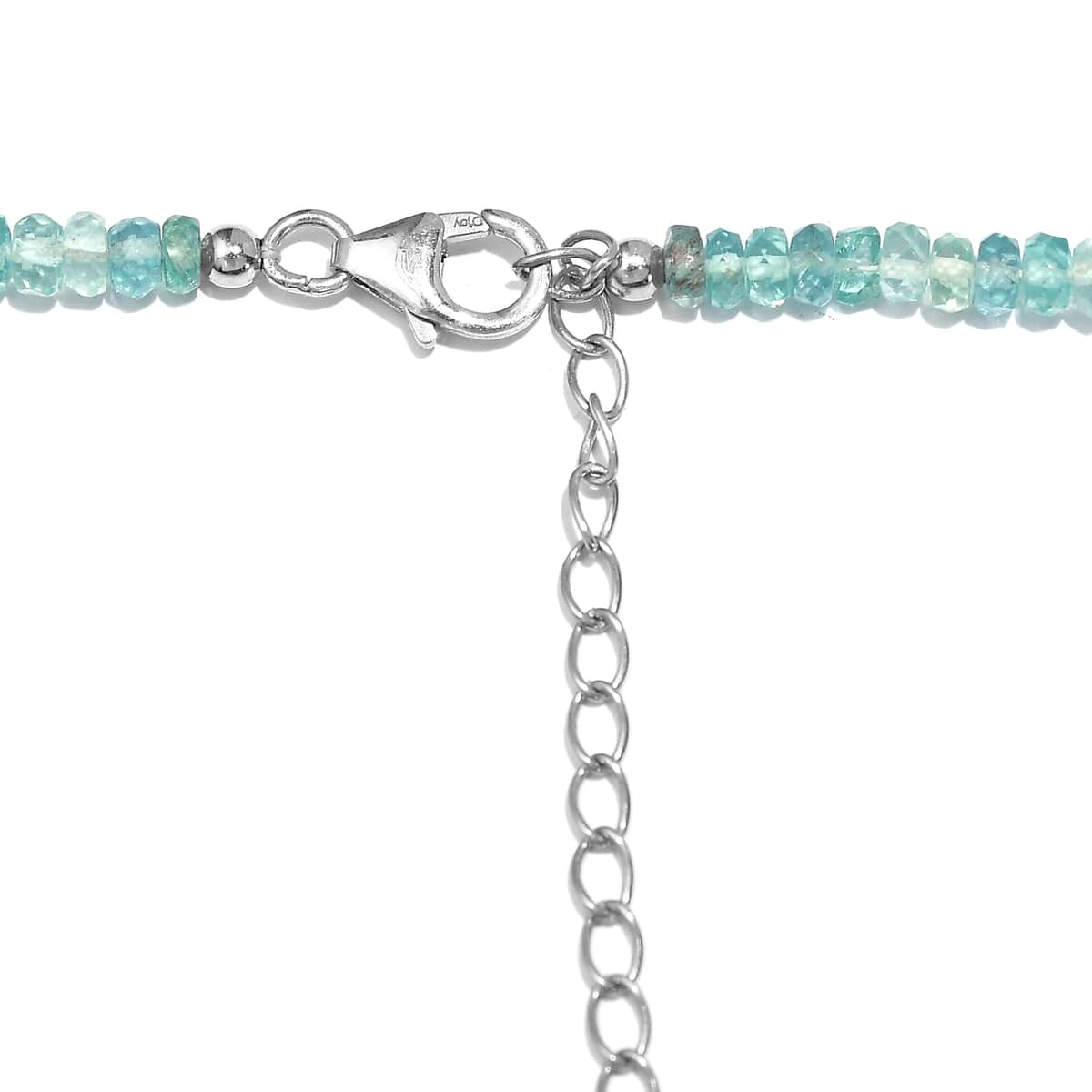 Madagascar Lagoon Apatite Beaded 92.90 ctw Necklace 18 Inches in Rhodium Over Sterling Silver image number 4