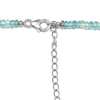 Madagascar Lagoon Apatite Beaded 92.90 ctw Necklace 18 Inches in Rhodium Over Sterling Silver