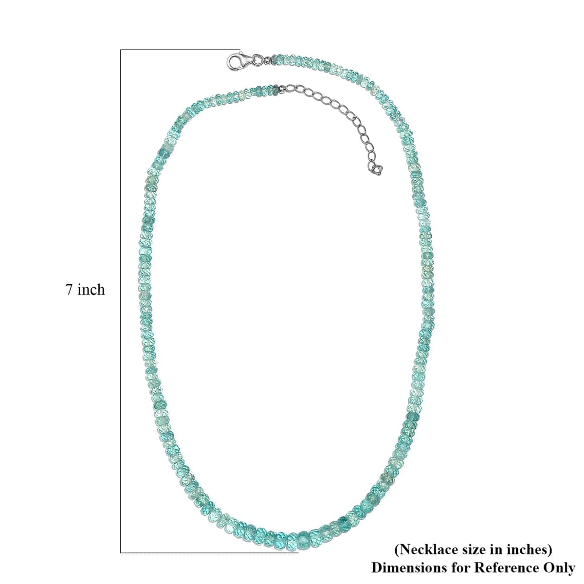 Madagascar Lagoon Apatite Beaded 92.90 ctw Necklace 18 Inches in Rhodium Over Sterling Silver image number 5