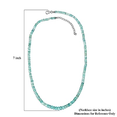Madagascar Lagoon Apatite Beaded 92.90 ctw Necklace 18 Inches in Rhodium Over Sterling Silver