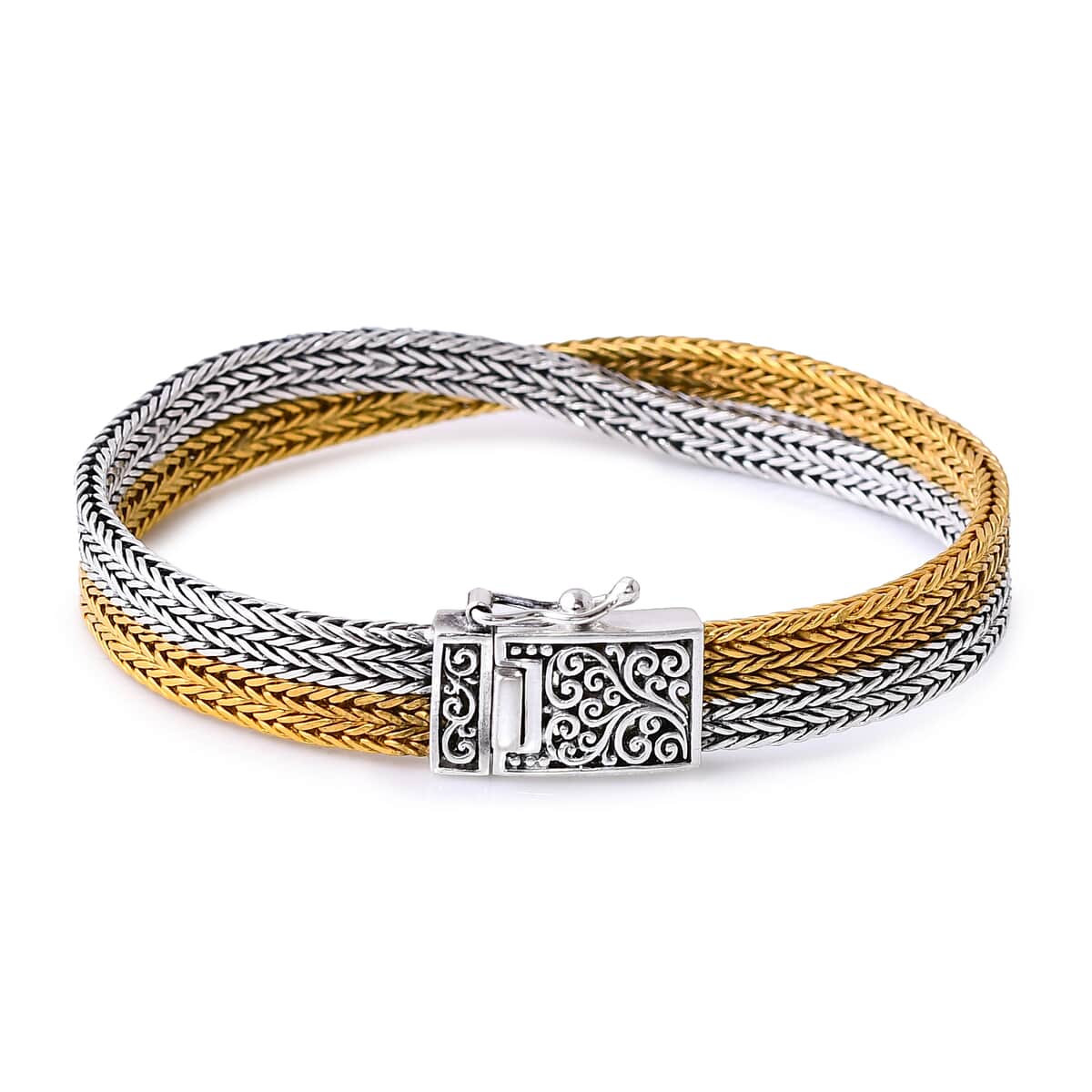 Doorbuster Bali Legacy Tulang Naga Bracelet in 22K Vermeil YG Over and Sterling Silver (7.25 In) 31.90 Grams image number 3