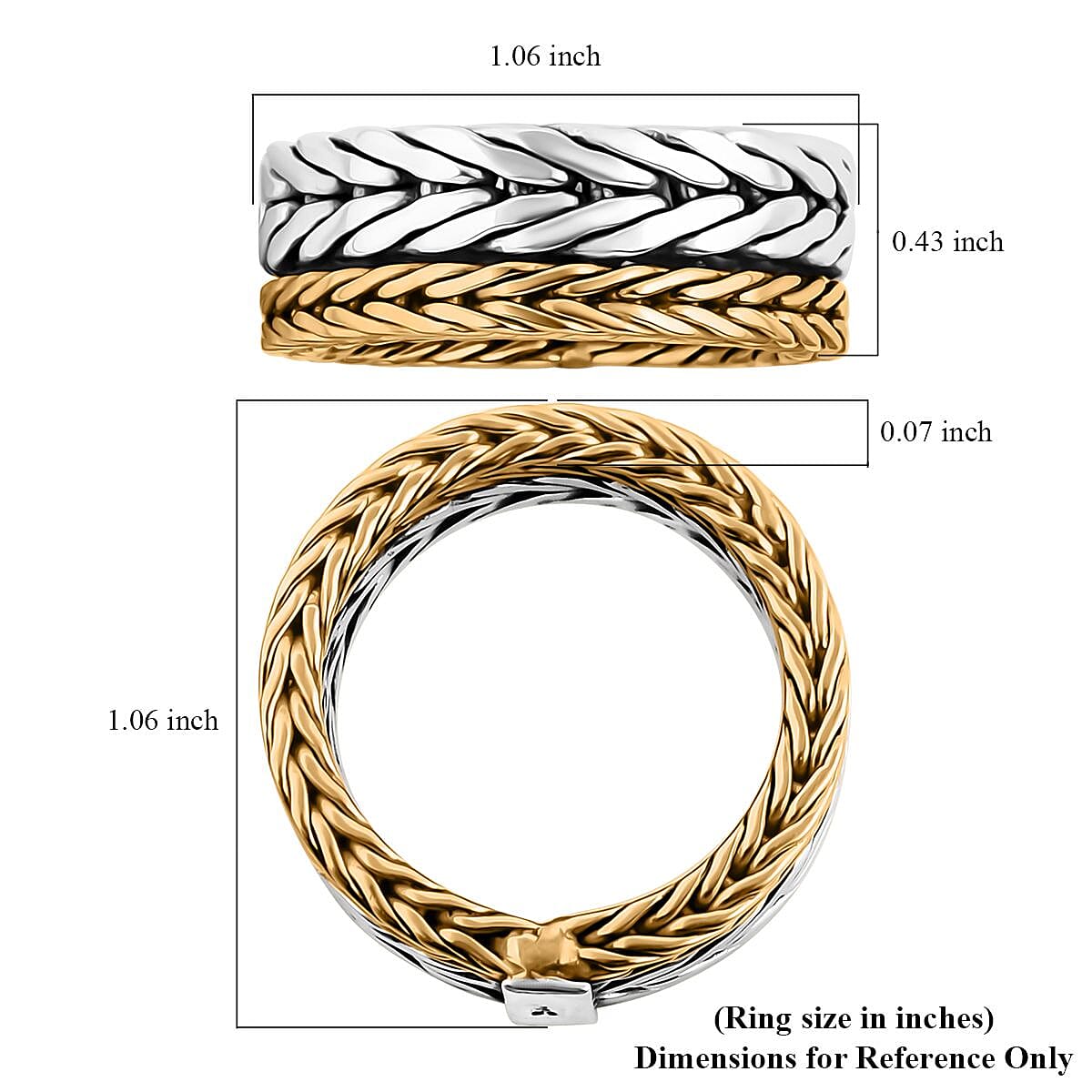 Bali Legacy Tulang Naga Men's Ring in 22K Vermeil YG Over and Sterling Silver (Size 10.0) 13.65 Grams