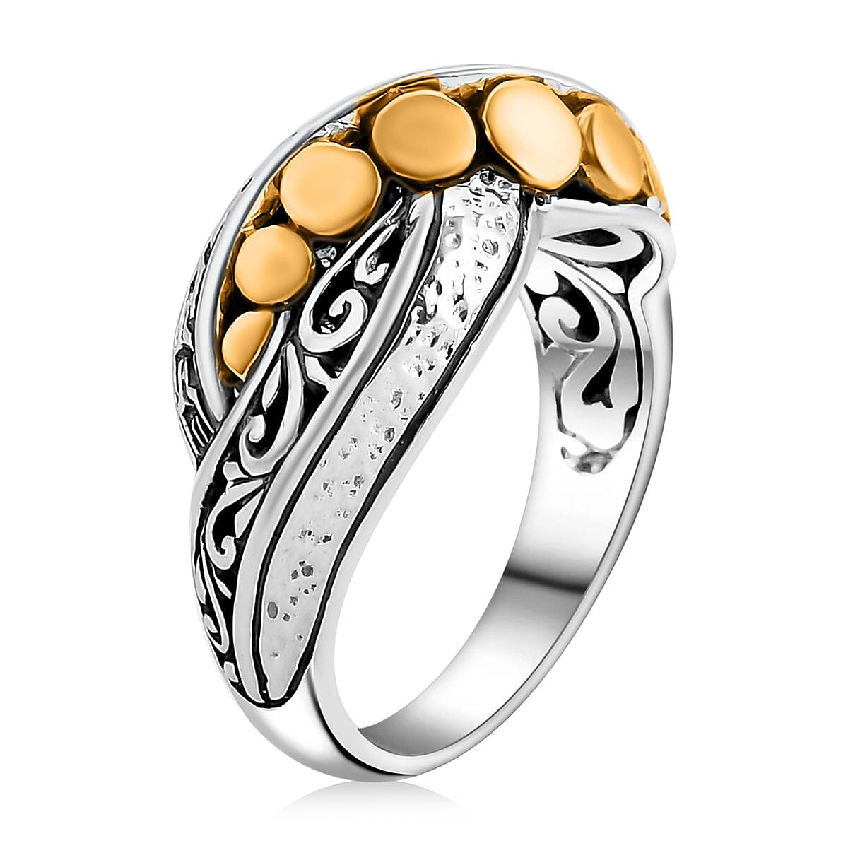 Bali Legacy Filigree Ring in 22K Vermeil YG Over and Sterling Silver (Size 10.0) 5.70 Grams image number 3