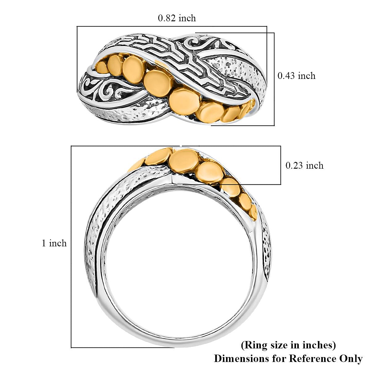 Bali Legacy Filigree Ring in 22K Vermeil YG Over and Sterling Silver (Size 10.0) 5.70 Grams image number 5