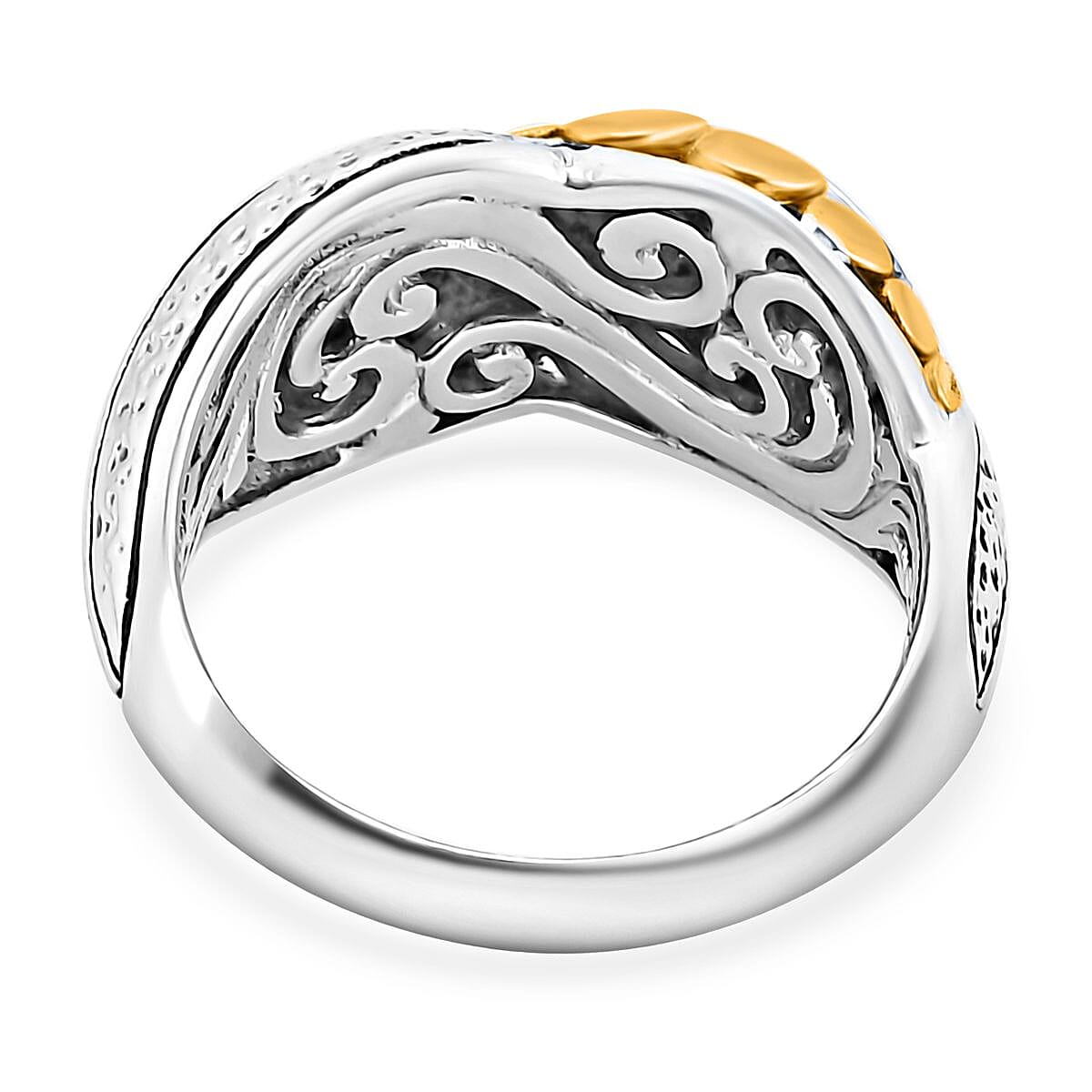 Bali Legacy Filigree Ring in 22K Vermeil YG Over and Sterling Silver (Size 5.0) 5.70 Grams image number 4