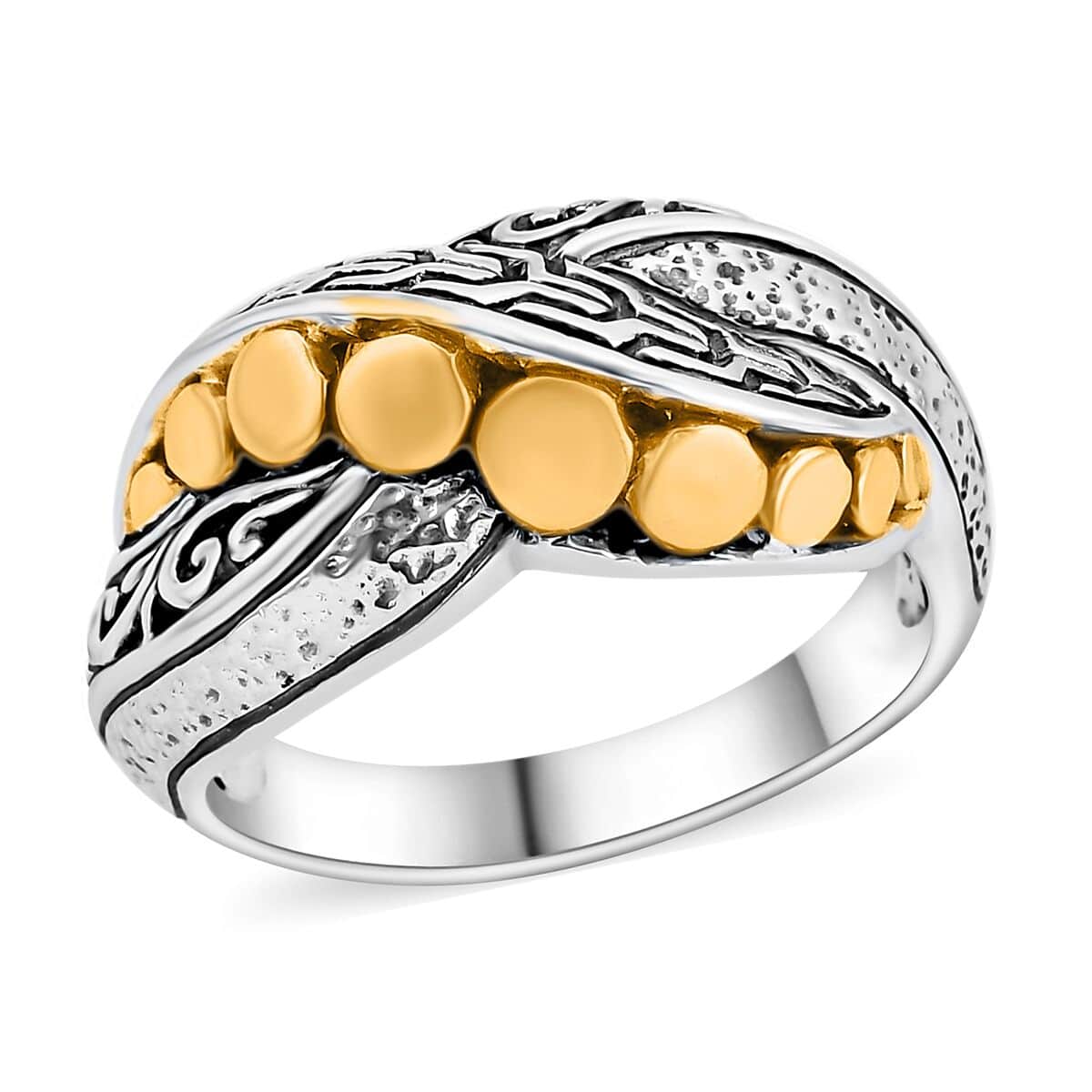 Bali Legacy Filigree Ring in 22K Vermeil YG Over and Sterling Silver (Size 8.0) 5.70 Grams image number 0