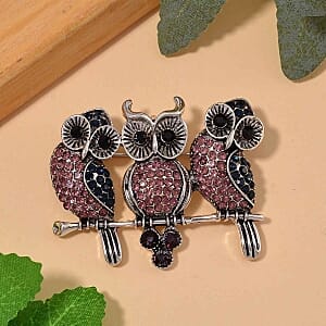 Multi color Crystal Brooch in Silvertone