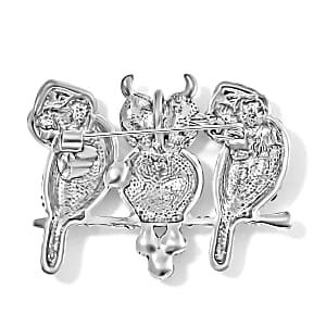 Multi color Crystal Brooch in Silvertone