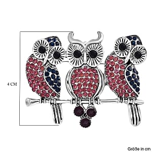 Multi color Crystal Brooch in Silvertone
