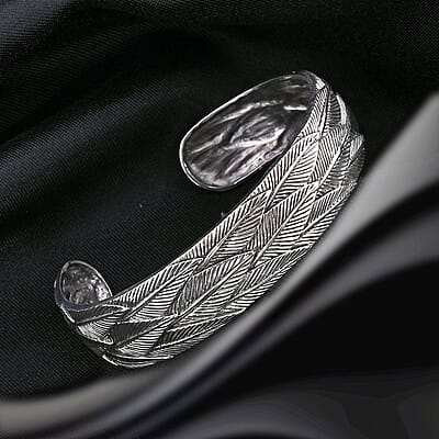 Bali Legacy Garuda Feather Cuff Bracelet in Sterling Silver (7.25 In) 27 Grams
