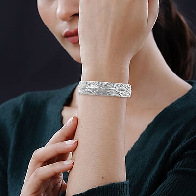 Bali Legacy Garuda Feather Cuff Bracelet in Sterling Silver (7.25 In) 27 Grams