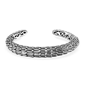 Bali Legacy Dragon Skin Cuff Bracelet in Sterling Silver (7.25 In) 29.15 Grams