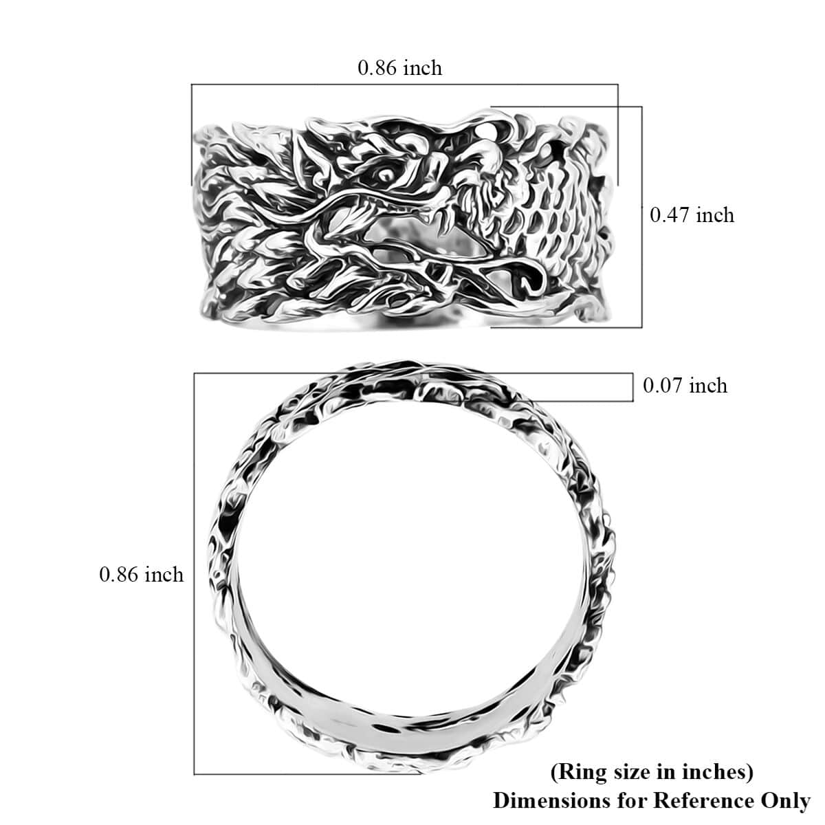 Bali Legacy Dragon Ring in Sterling Silver (Size 10.0) 5.10 Grams image number 5