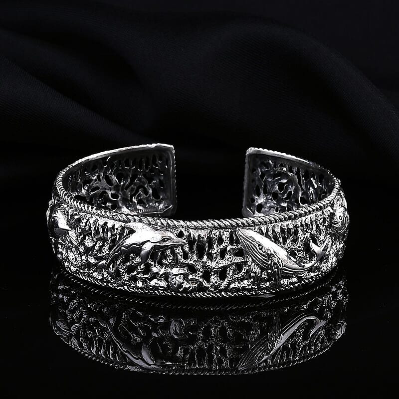 Bali Legacy Sea Safari Bangle Bracelet in Sterling Silver (7.25 In) 31.70 Grams