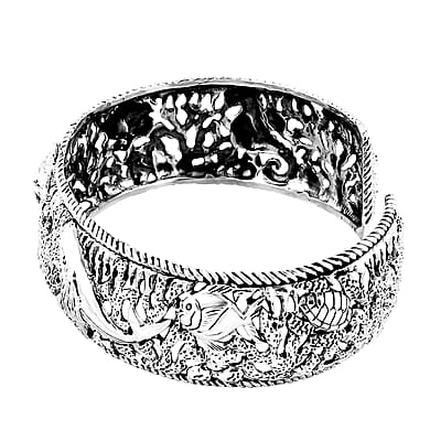 Bali Legacy Sea Safari Bangle Bracelet in Sterling Silver (7.25 In) 31.70 Grams