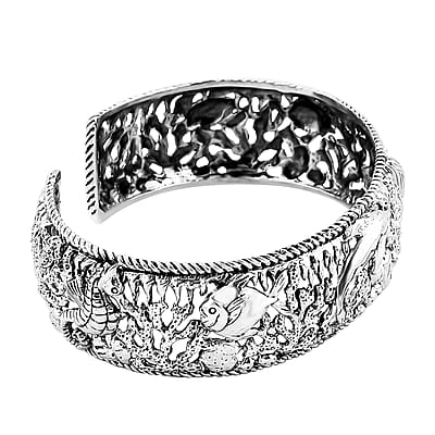 Bali Legacy Sea Safari Bangle Bracelet in Sterling Silver (7.25 In) 31.70 Grams