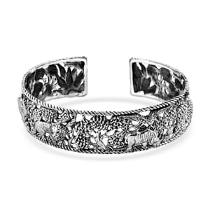 Bali Legacy Jungle Safari Cuff Bracelet in Sterling Silver (7.25 In) 32.15 Grams